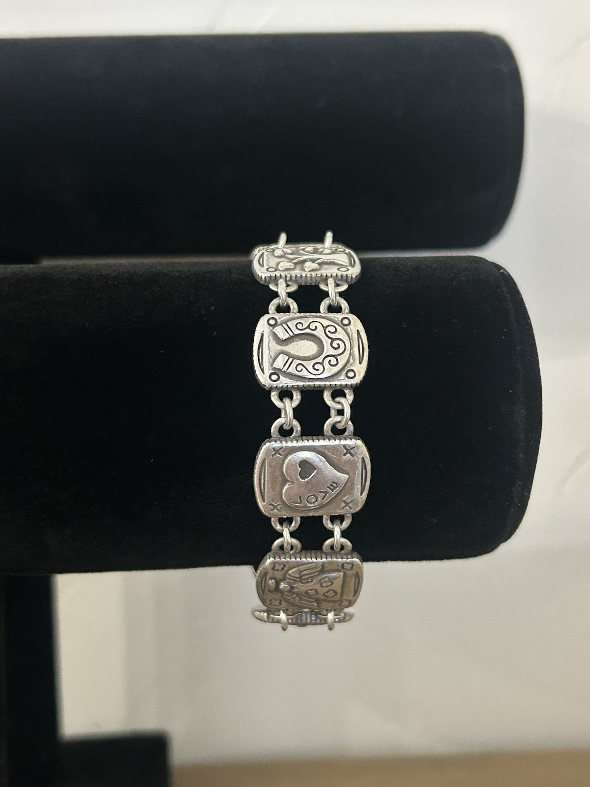 Brighton Tree of Life Positive Sayings Bracelet Rectangle Links Silver Plated