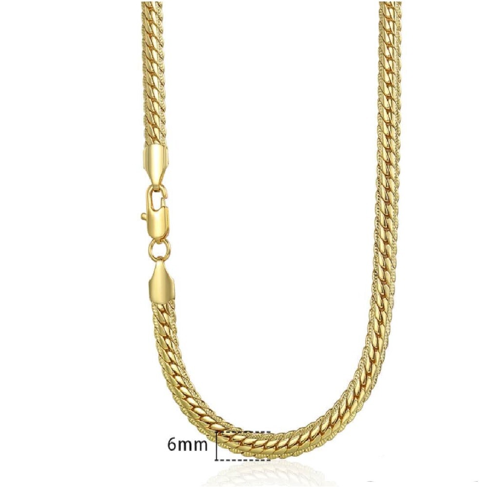 Designer Inspired 18K Gold Filled 6mm Wide Snake Curb Link Chain Necklace H809G