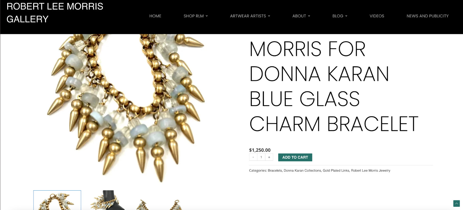 RARE Donna Karan Blue Glass Drop SET Gold Plated 1988 DK