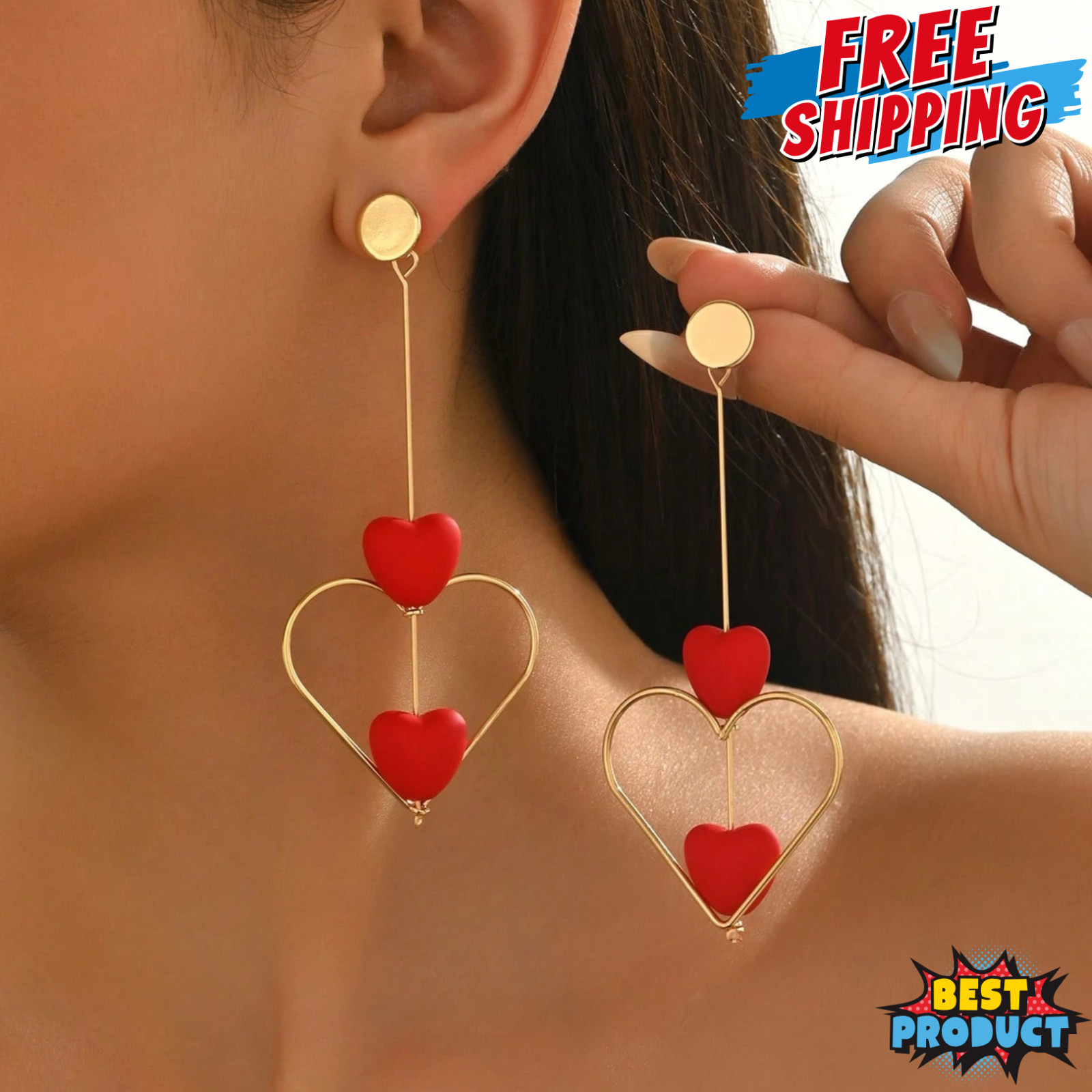 Boho Long Drop Earrings Rotatable Geometric Ball Pendant Retro Jewelry for Women