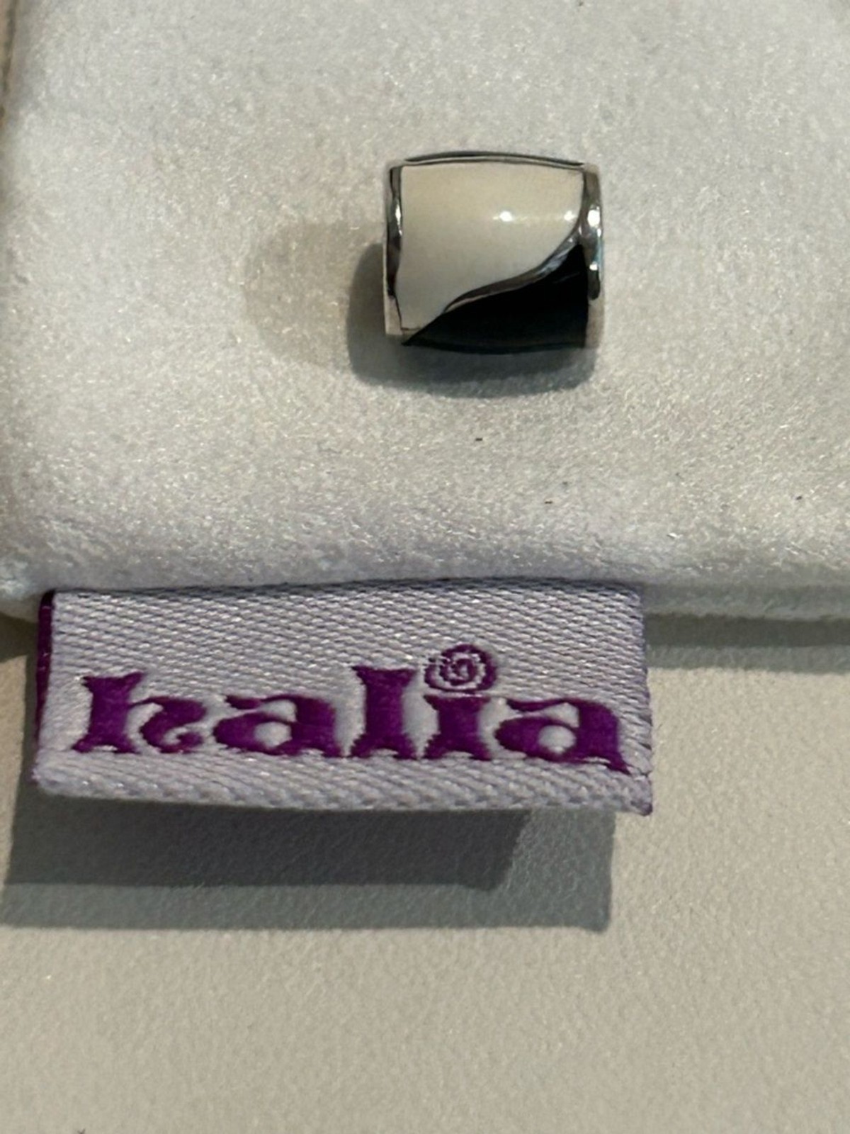 “Black Clean Sheets” Charm – Black and Cream Enamel/Sterling Silver