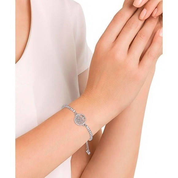 Cubic Zirconia Tree Of Life Adjustable Bolo Bracelet in Fine Silver Plate $75