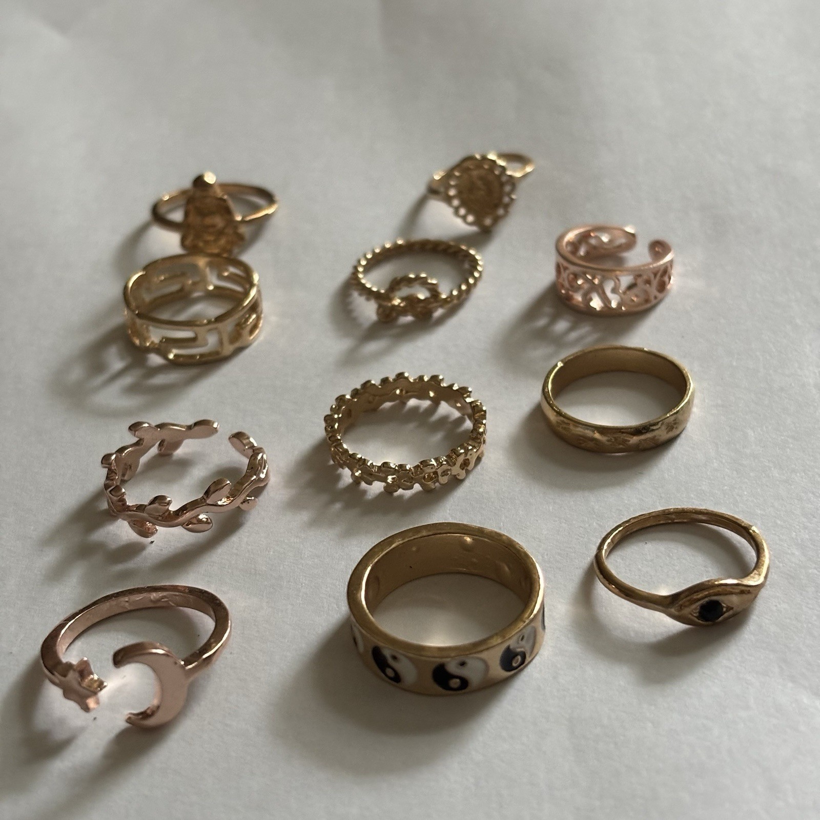 11-Piece Mixed Style Fashion Ring Set – Trendy Stackable Rings