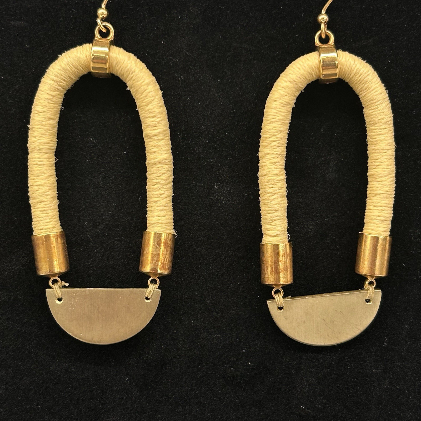 Sasha Handmade Elongated Dangle Drop Earrings In Pale Yellow