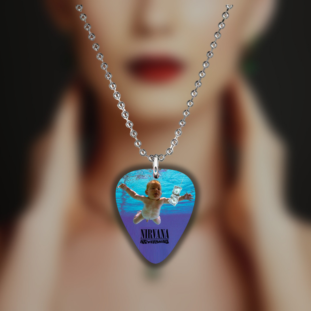 NIRVANA Guitar Pick Necklace + Bonus Guitar Pick.