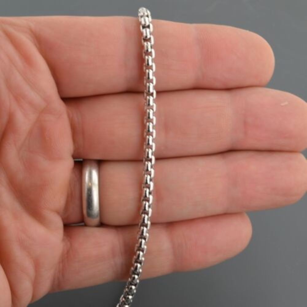 Verona Jewelers Sterling Silver 3MM Classic Italian Round Box Chain Necklace
