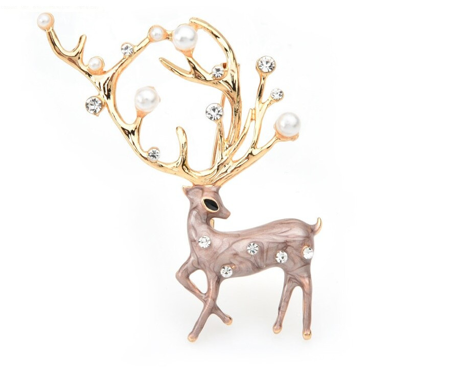 Wuli & Baby Christmas Deer Brooch Brown, Gift Idea for Women, Christmas Gift