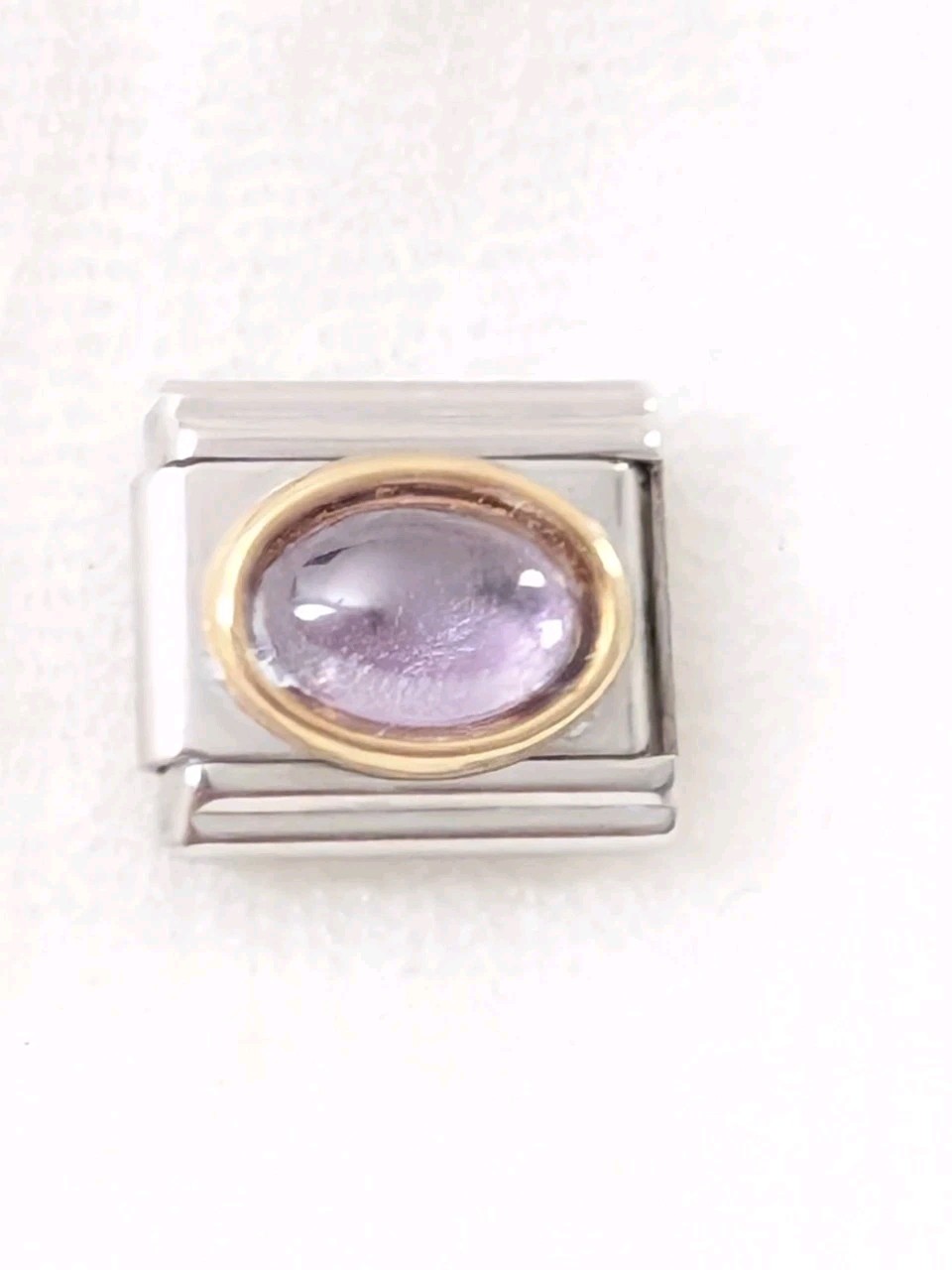 Authentic Zoppini Lavender Oval Stone Gold Setting 9mm Italian Charm A260