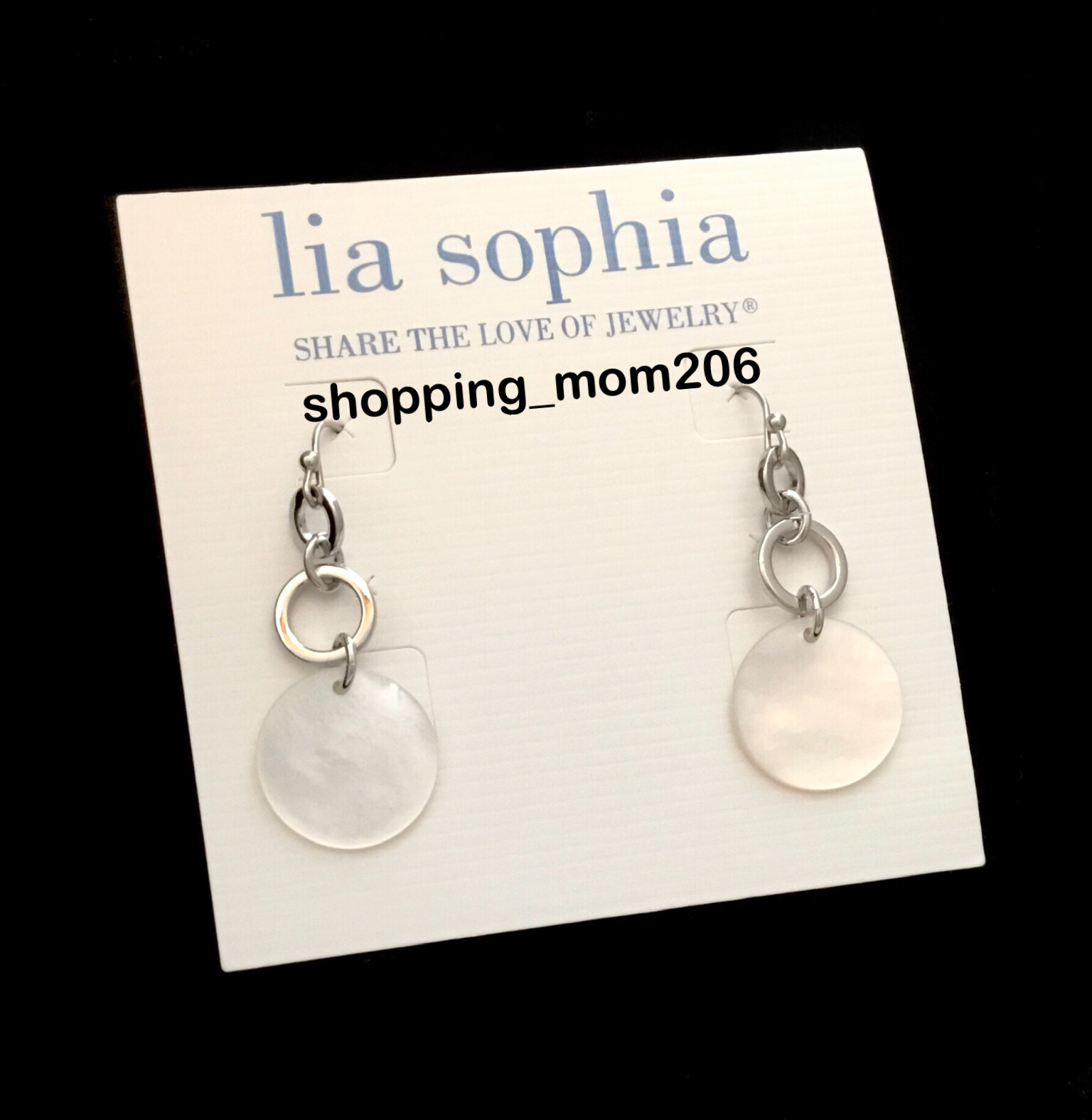 Lia Sophia “Frosted” Silver Tone w/Mother of Pearl Earrings