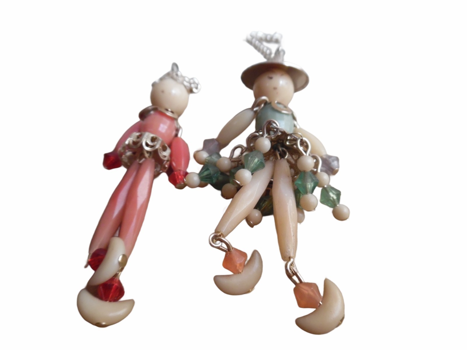Mid Century Male And Female Beaded Figure Charms