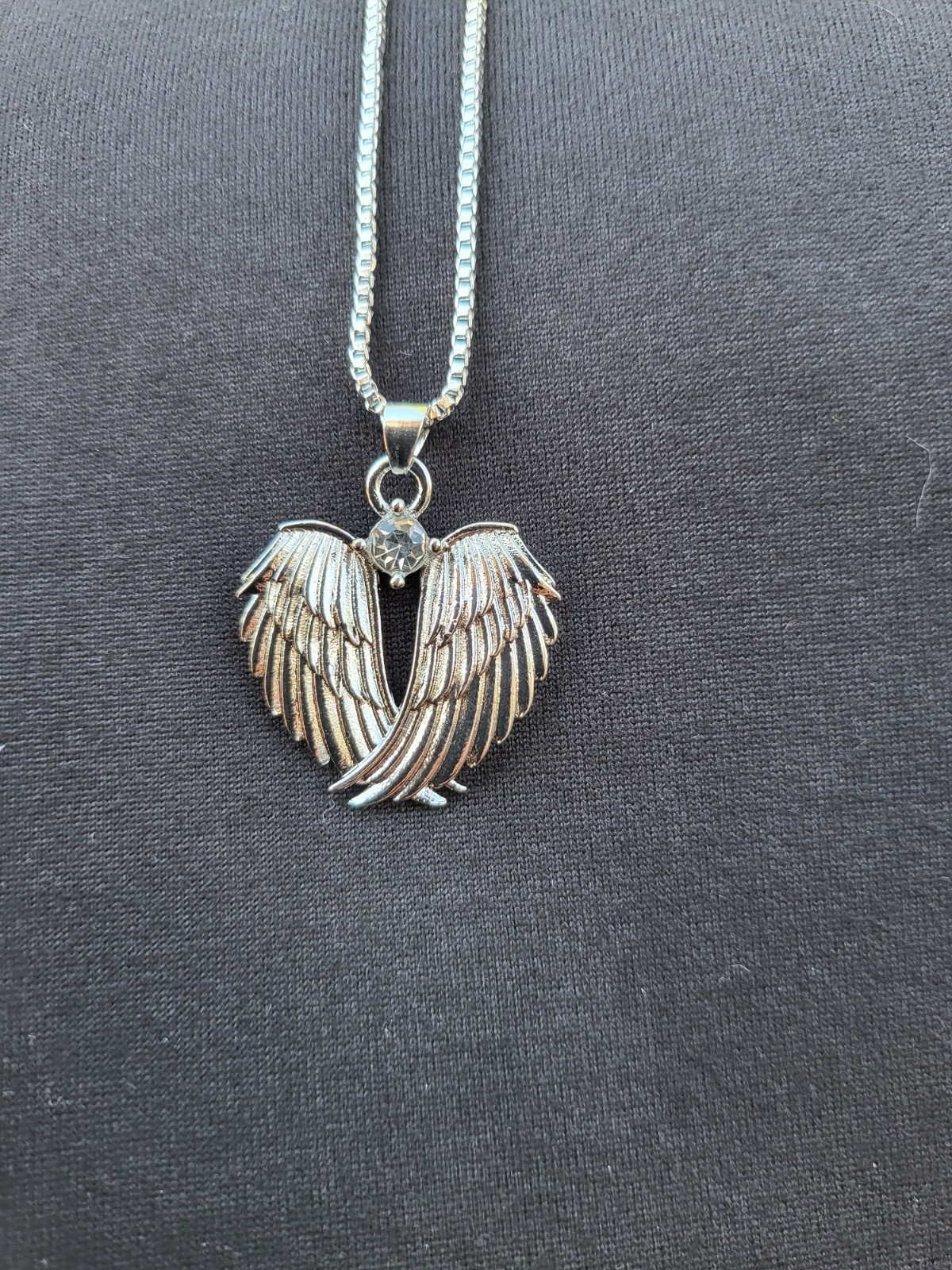 Silver Angel Wings Pendant and Necklace Set