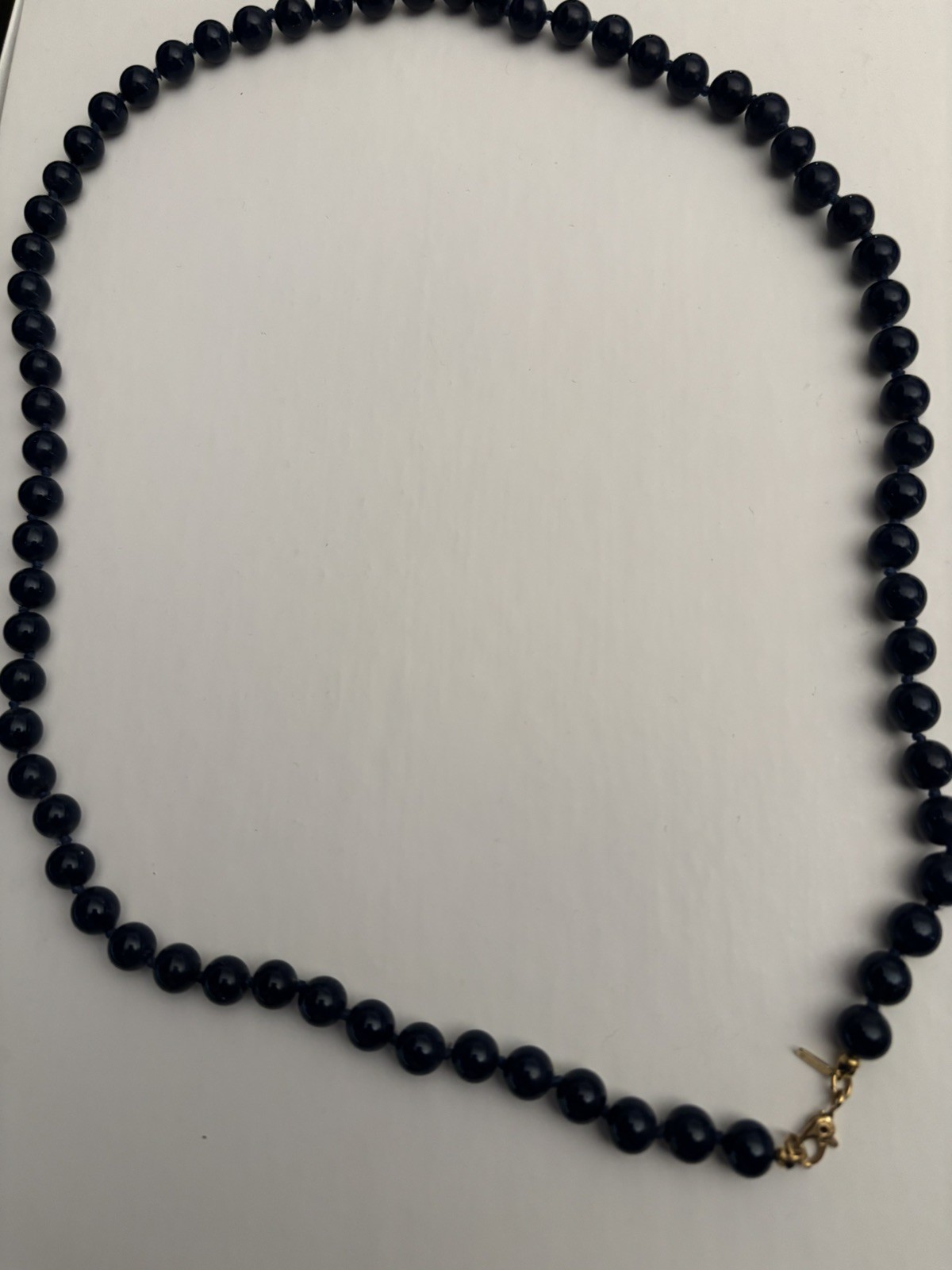 Vintage Monet Necklace Navy Beads Gold clasp Classic 24”