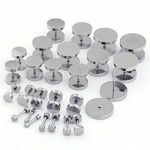 Stainless Steel Unisex Men Women Barbell Stud Earrings Punk Ear Piercing Plugs