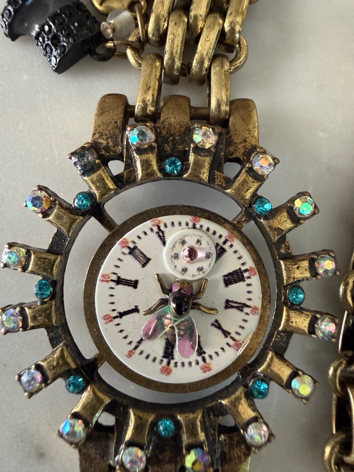 Betsy Johnson Wonderland Clock Bee Necklace Earings and Bracelet