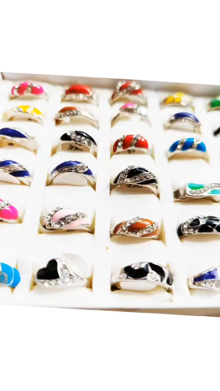 Wholesale 10pcs Vintage Multicolor Mixed Diamond inlay Ring Partywedding Jewelry