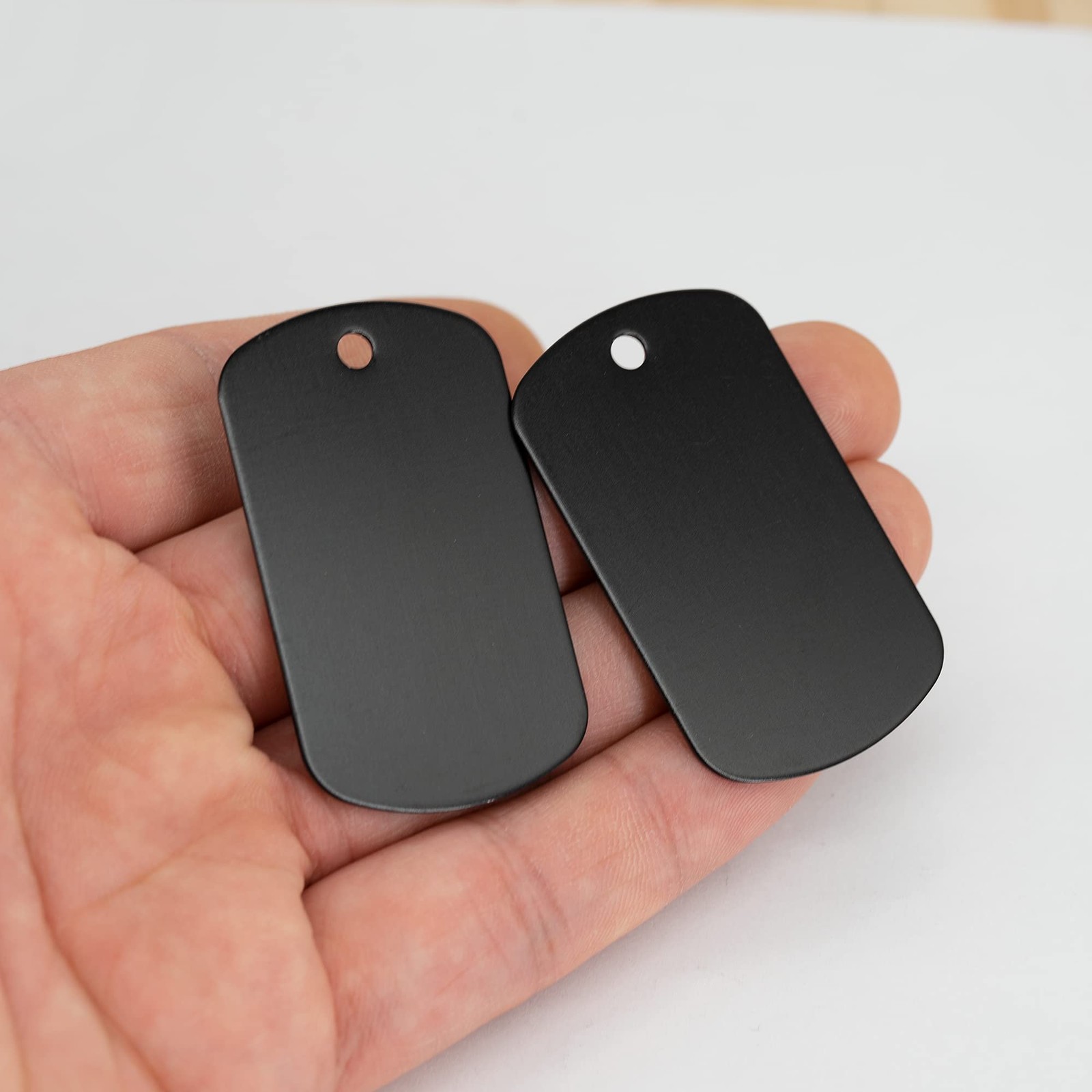 50-Pack Black Anodized Aluminum Engraving Blank Tags for Stamping Labels