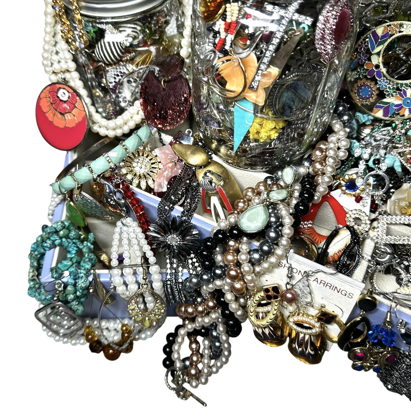 GIFT 16 oz Mason Jar Mystery Lot Surprise Box Jewelry Necklaces Tik Tok Mixed