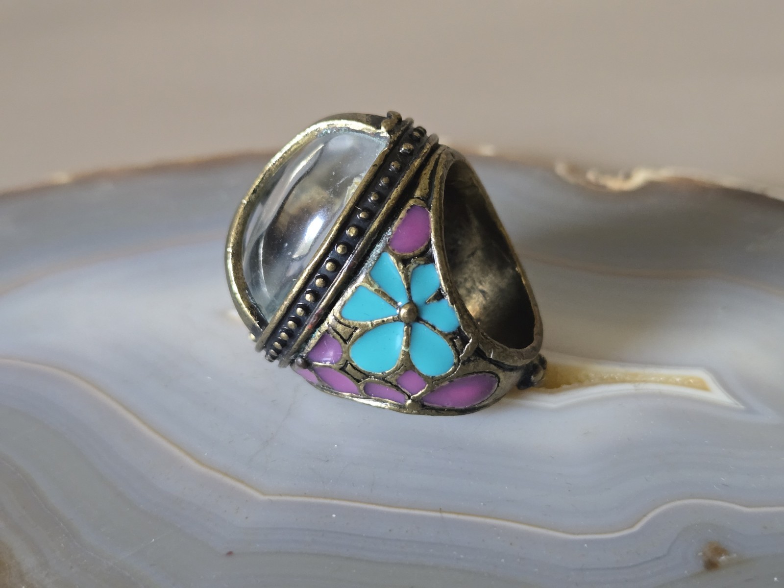 Rare New Lucky Brand Lucky You Vintage 1990s Peace Sign Mood Ring Size 5.5