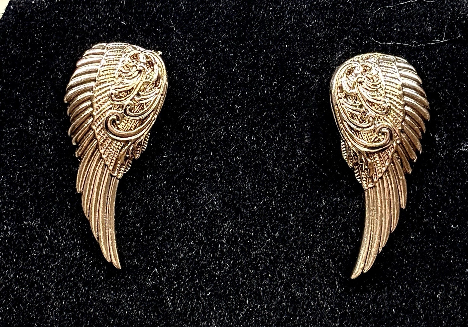 Kirks Folly Angel Wings Pierced Earrings (Antique Goldtone) New
