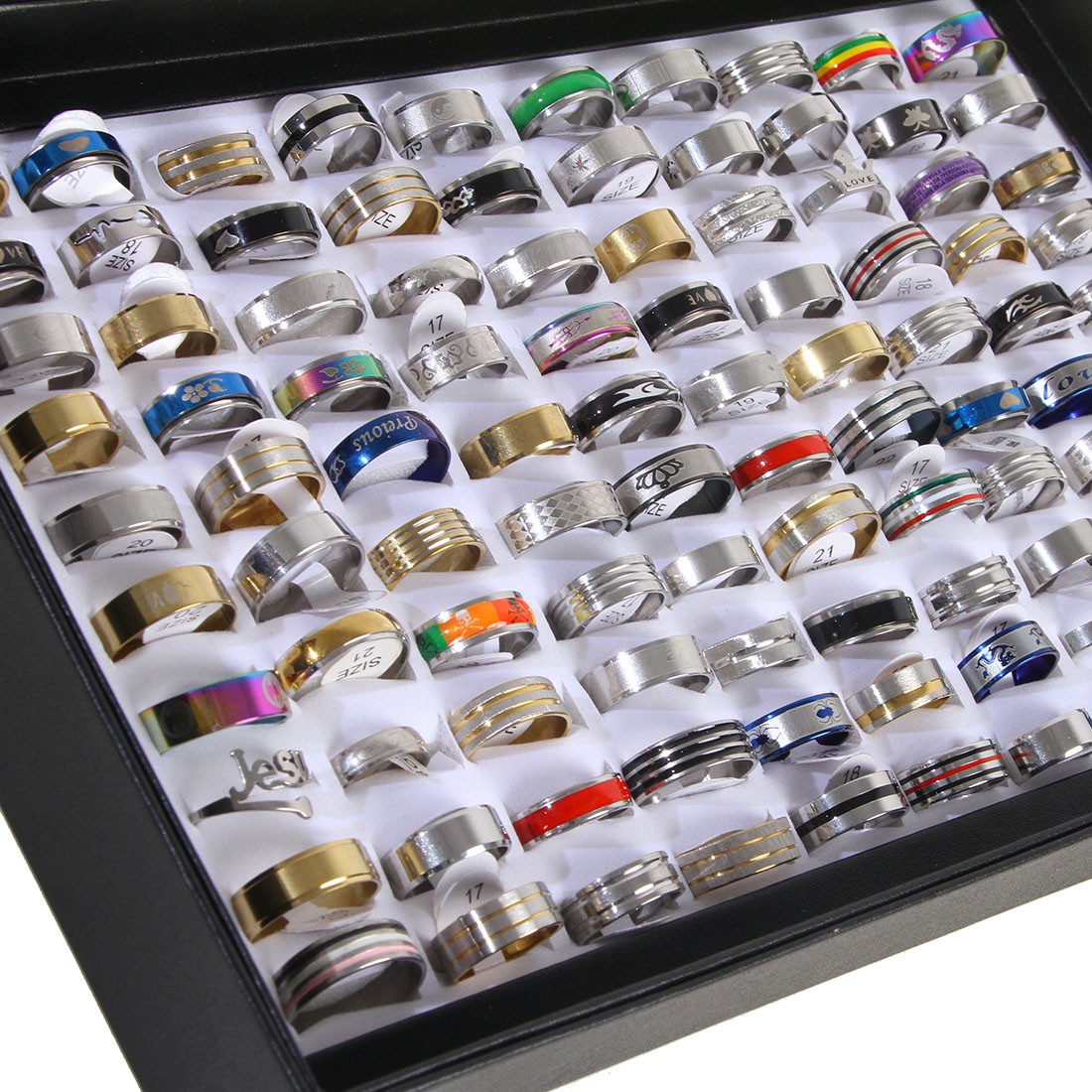 100pcs Mixed Rings Wholesale Lot Bulk Finger Band Rings for Men Women Jewelry US