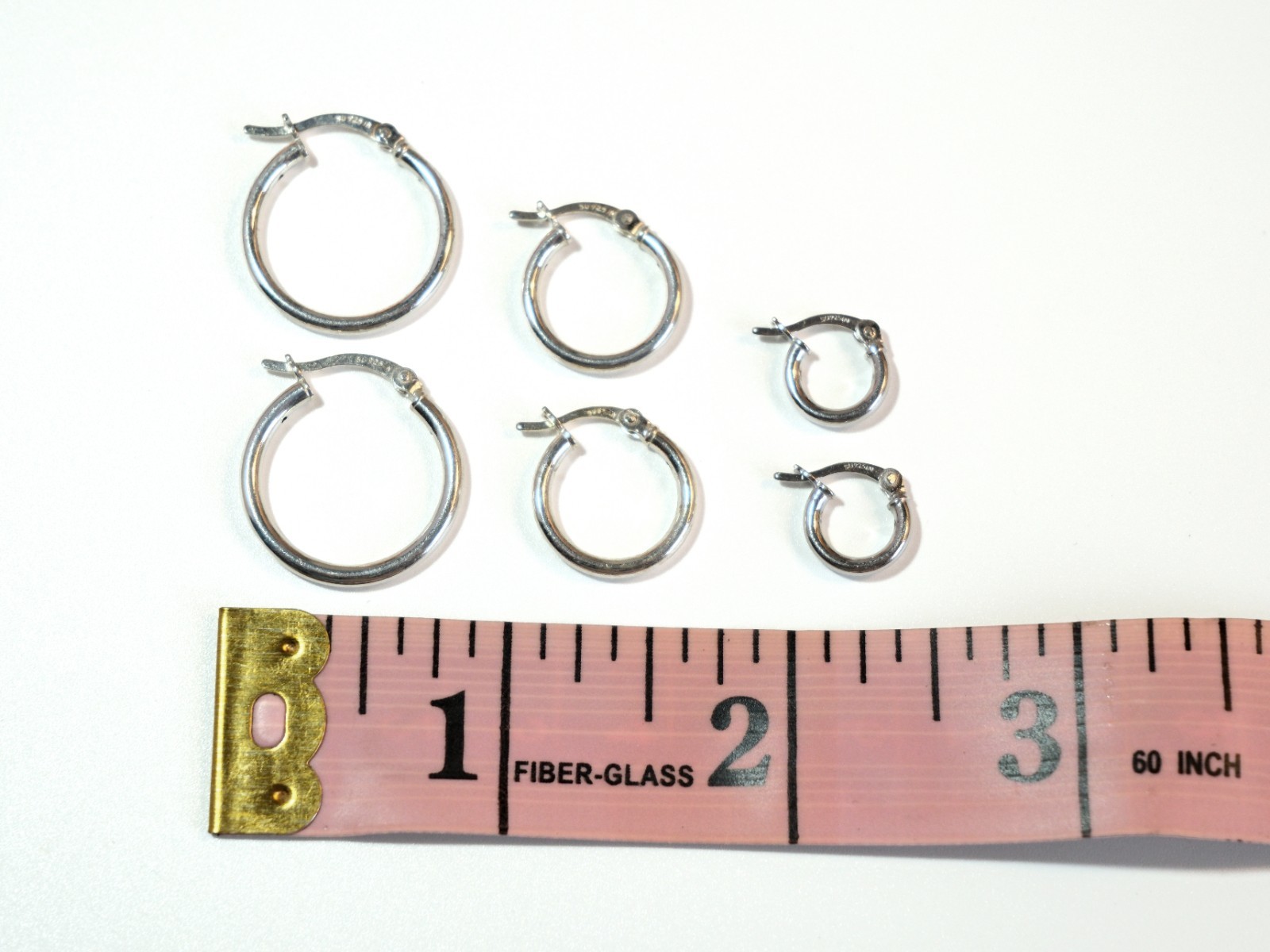 Sterling Silver Hoop Earrings Lot 3 Pairs Graduated Click Top 925 Women Small