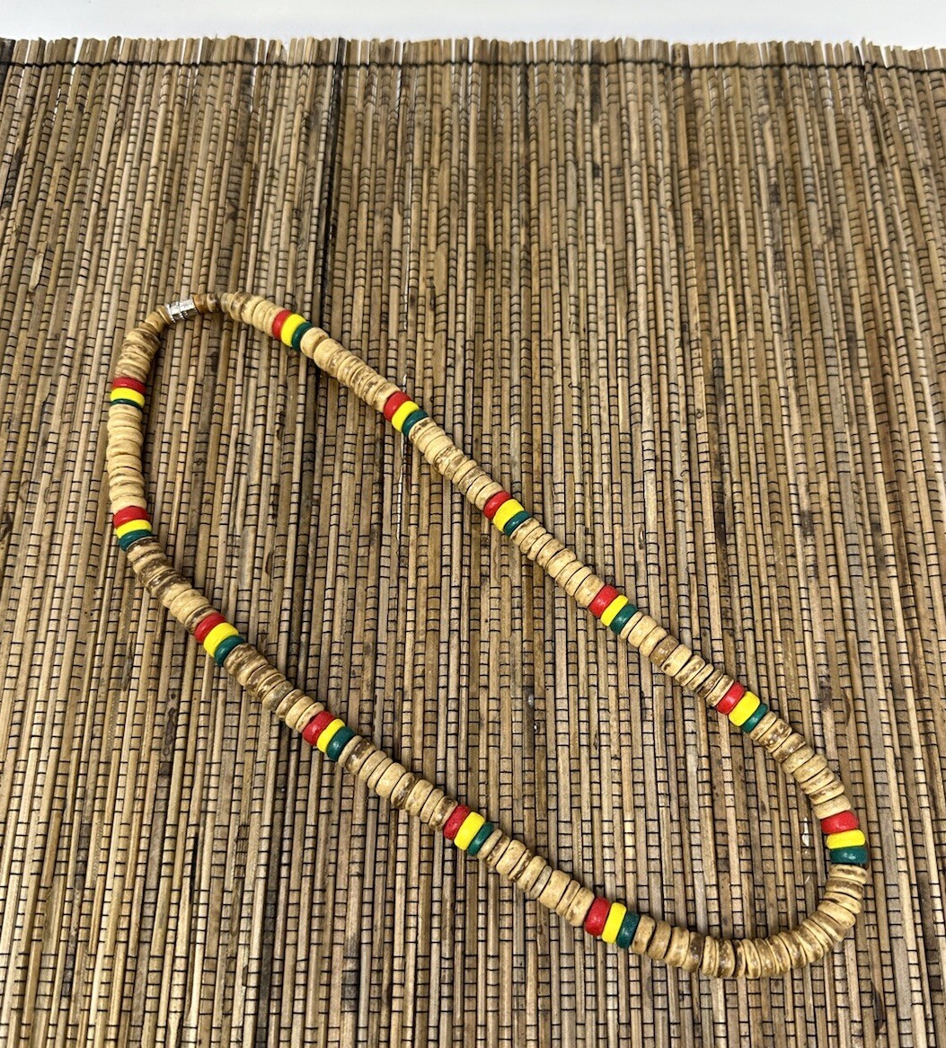 Handcrafted Rasta-Inspired Wooden Necklace – Unisex, 19″ or 23″, Boho Style