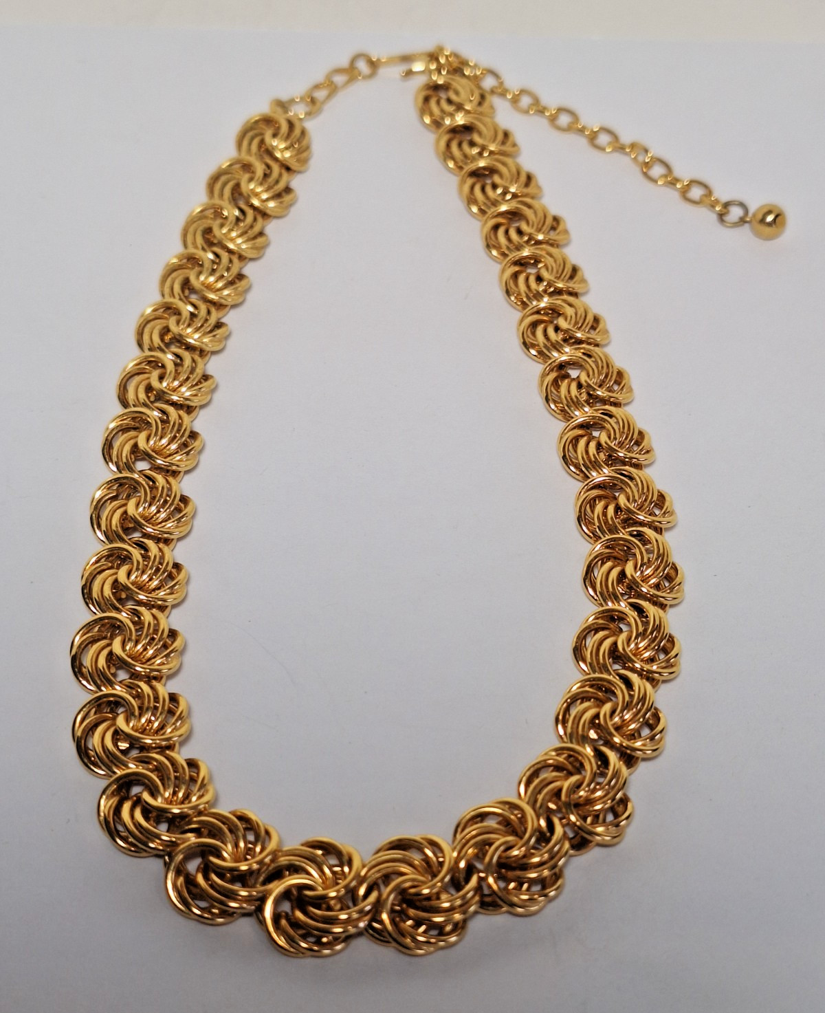 Vintage Shiny Gold-Plated Chunky Heavy Woven Statement Women’s Necklace