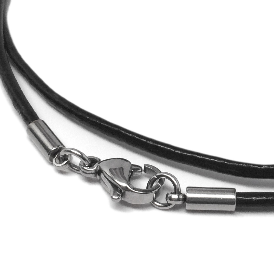 Plain Stainless Steel Cross Pendant 16″ Black Leather Necklace Religious Mens