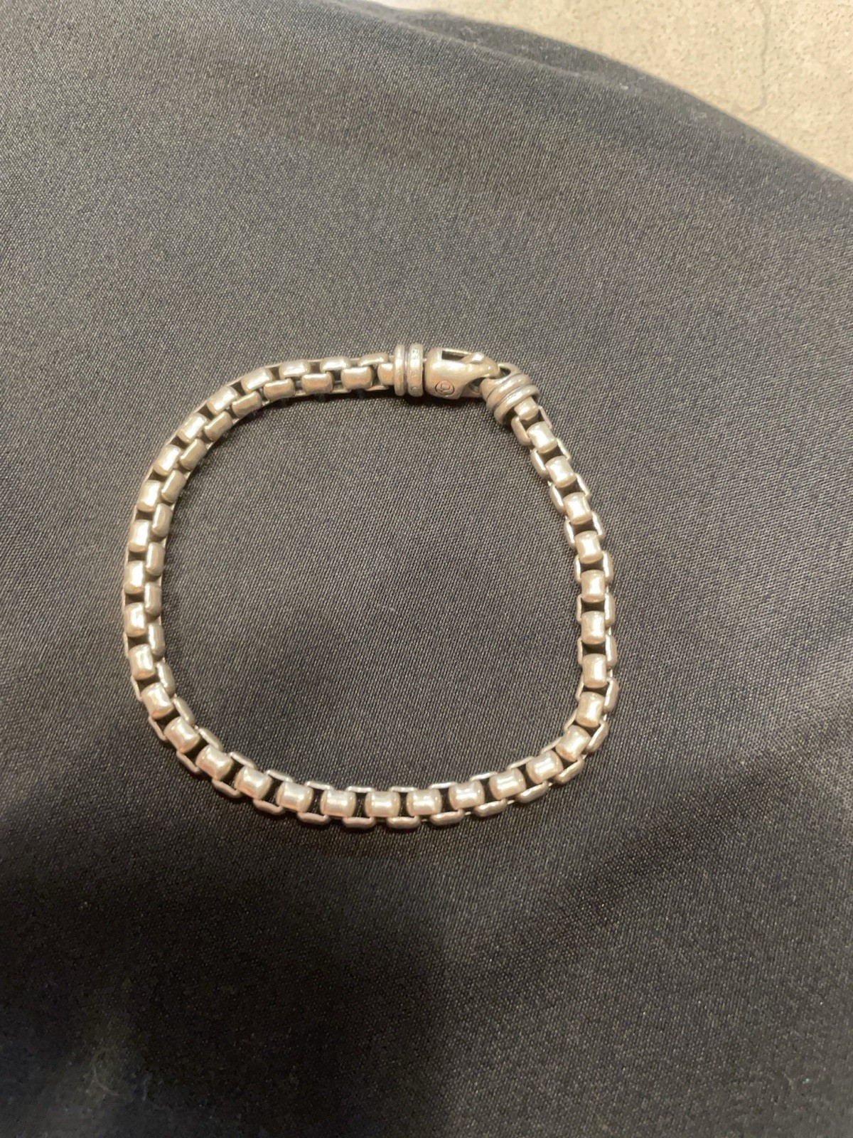 David Yurman Signed 925 Sterling Silver Box Chain Bracelet 8 in Lobster