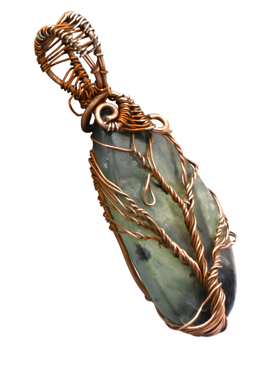 Wire Weave Prehnit Natural Gemstone Pendant Jewelry 2.5″ P 4507