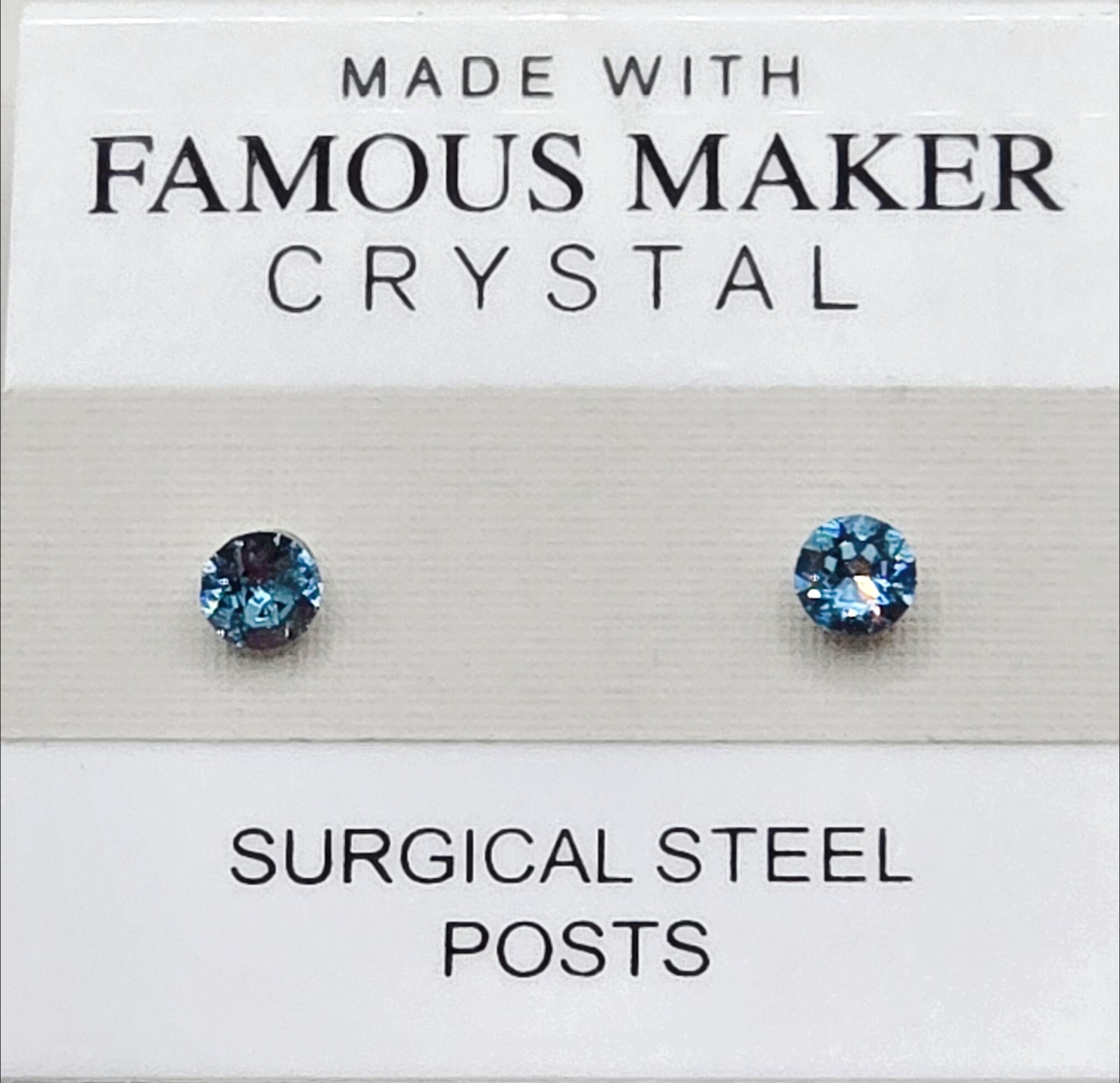 Light Blue Round Stud Earrings 3mm Crystal Made with Swarovski Elements