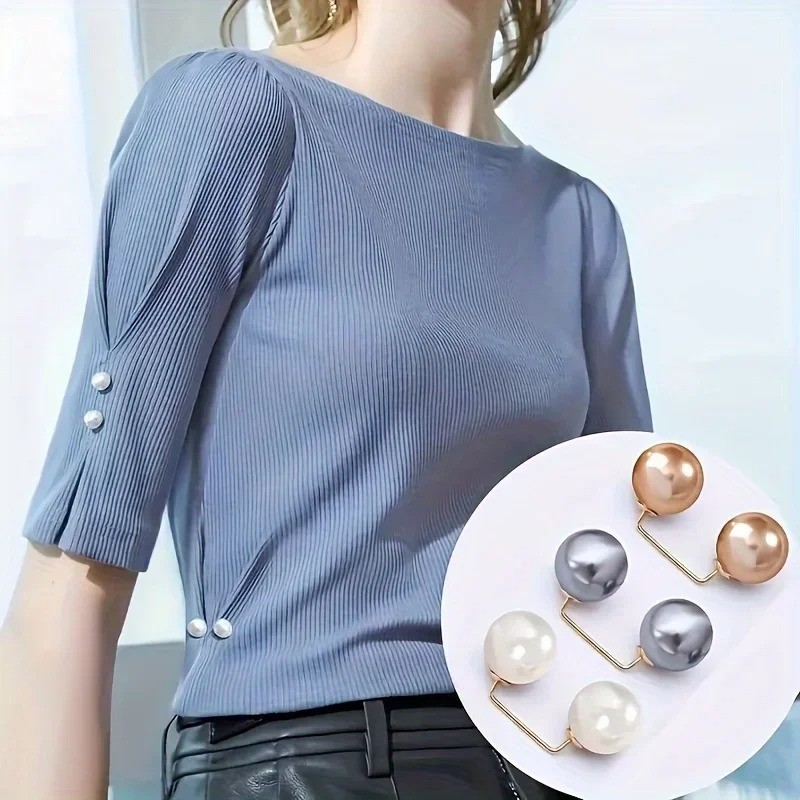 8Pcs Faux Pearl Brooch Pins Fashion Safety for Shawl Collar Skirts
