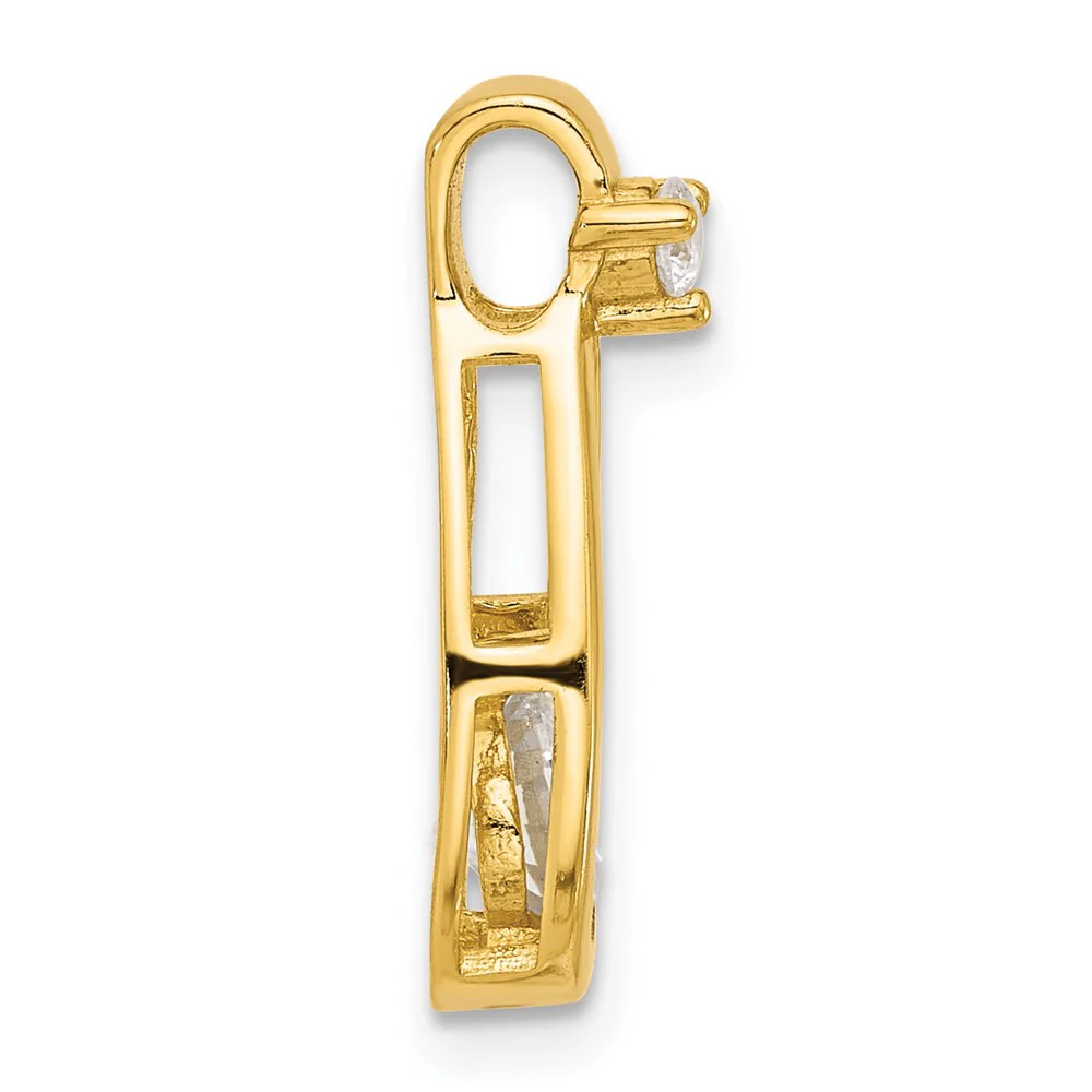 Sterling Silver Gold-Tone With CZ Teardrop Shape Chain Slide