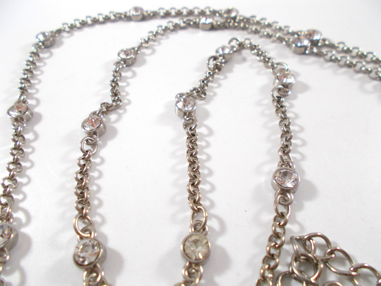 Silver Tone 26 Inch Rhinestone Station Necklace Free Shipping