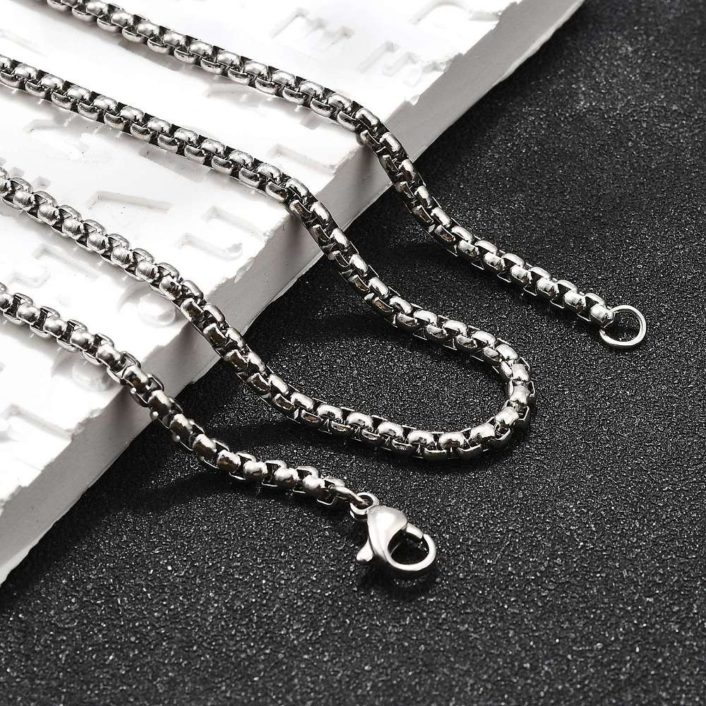 Chain Necklace Stainless Steel Box Chain Silver 23.6 in N136