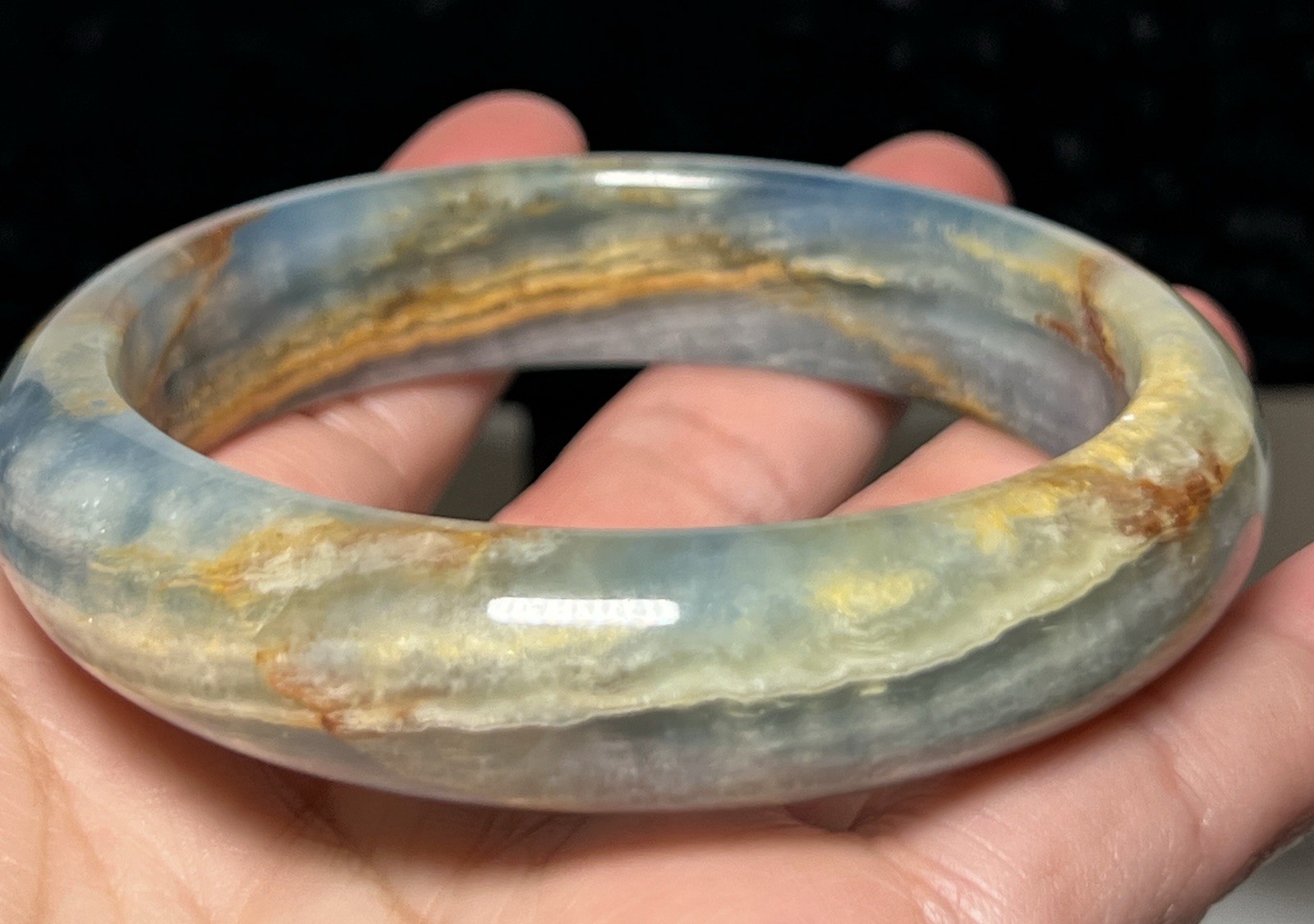 Blue Onyx Bangle Inner Diameter Size 62mm See Pics