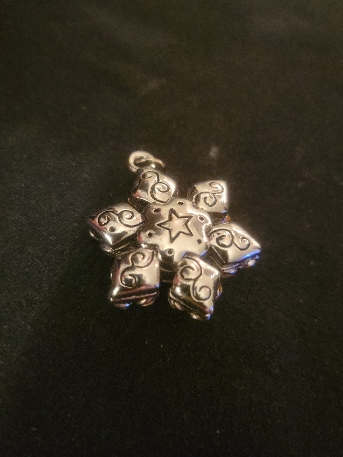 Star Shaped Pendant- Silver/clear- No Chain, No Missing (Beads Or Gems)