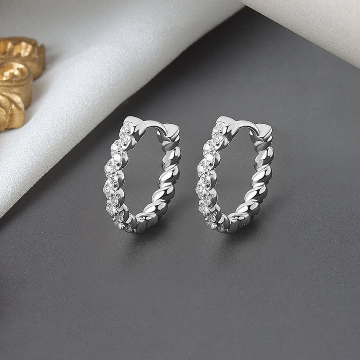 14mm Small Silver Hoop Earrings for Women Personality Fashion Simple Style