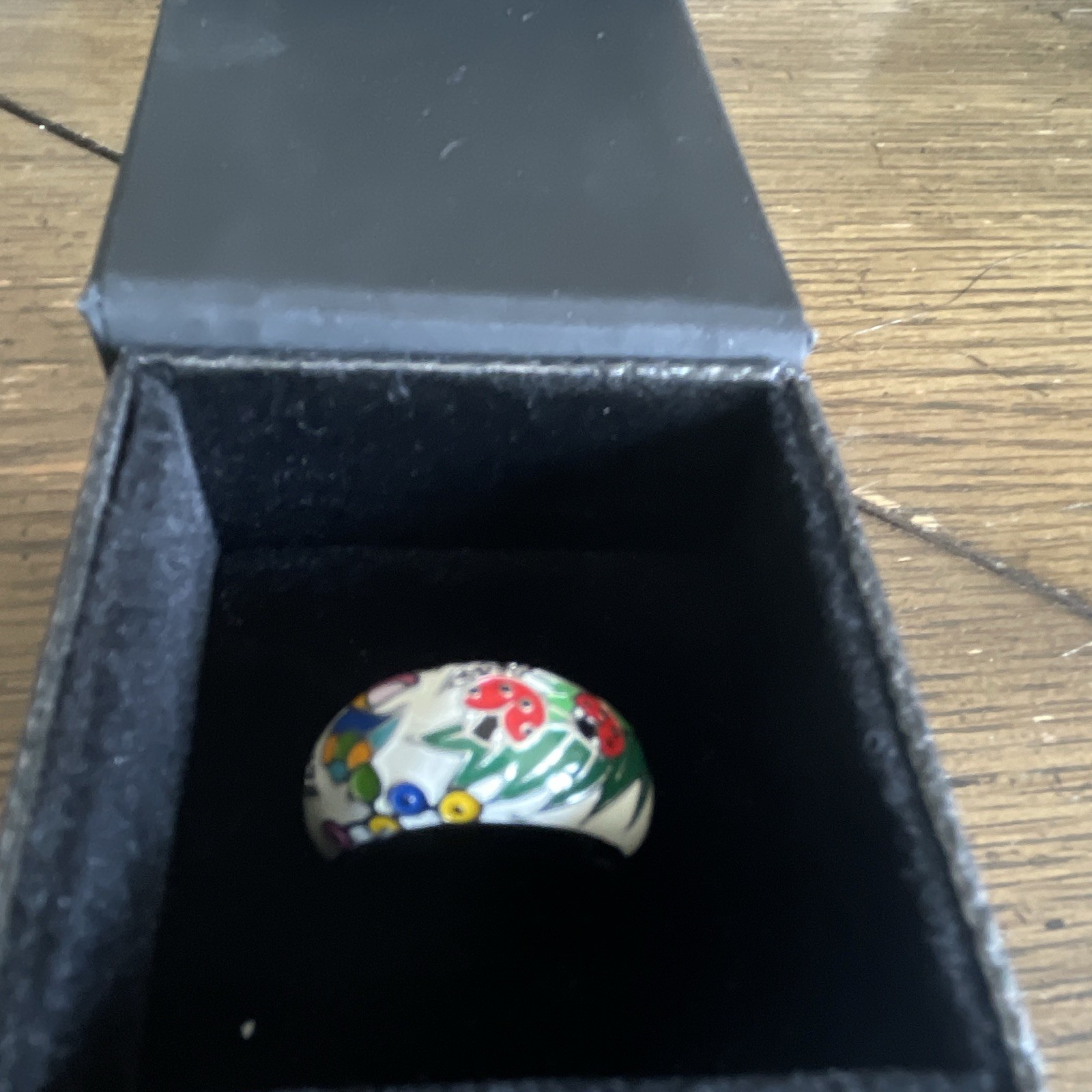 Belle Étoile Multicolor Floral Enamel Dome Ring Sterling Silver 925 Size 8