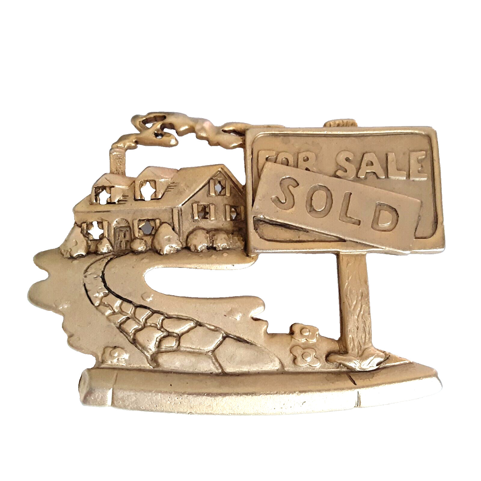 Vintage Realtor For Sale Sold Pin Brooch Gold Tone Real Estate Signed Great Gift