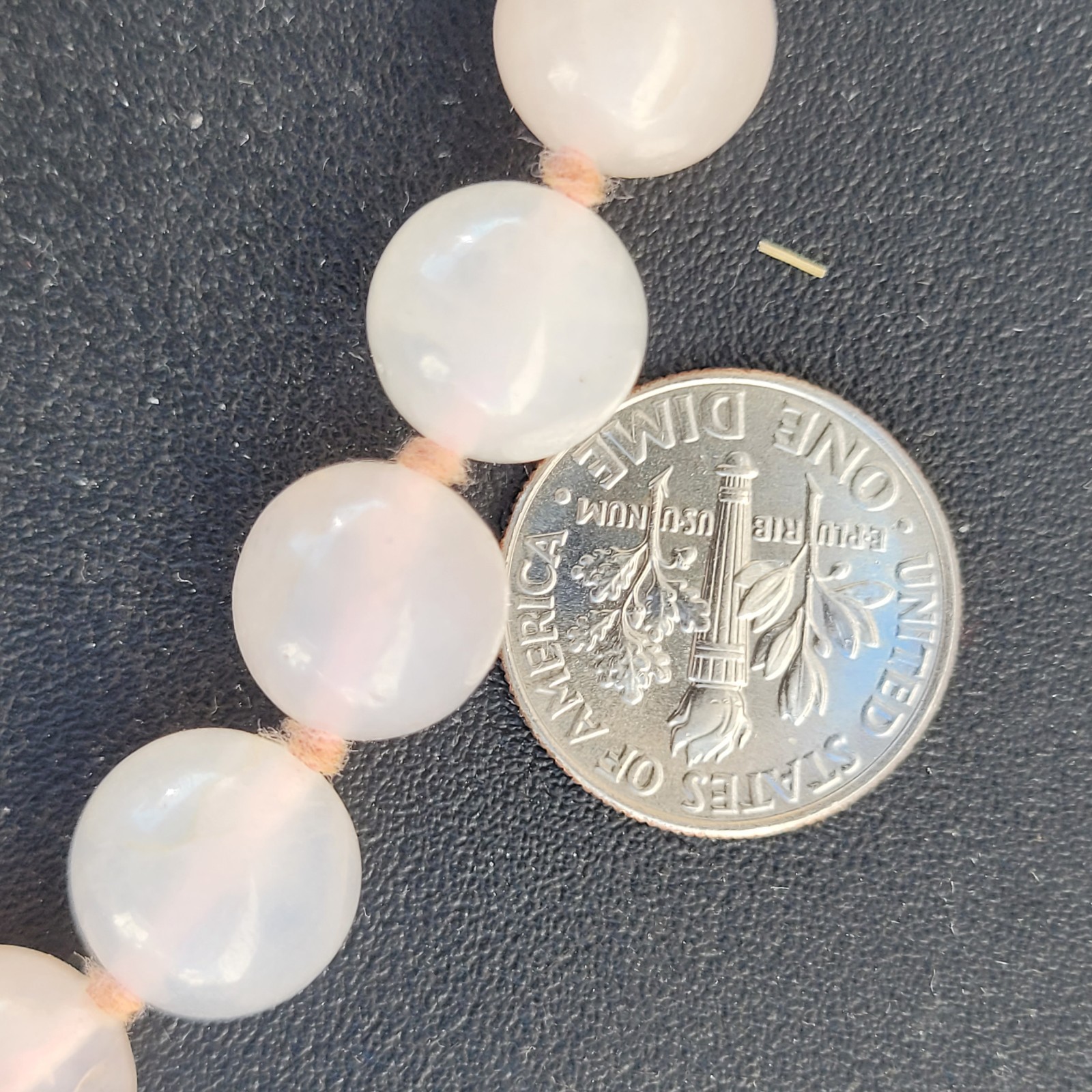 Hand-Knotted Natural Rose Quartz Bead Necklace with Carved Pendant 10mm 32″