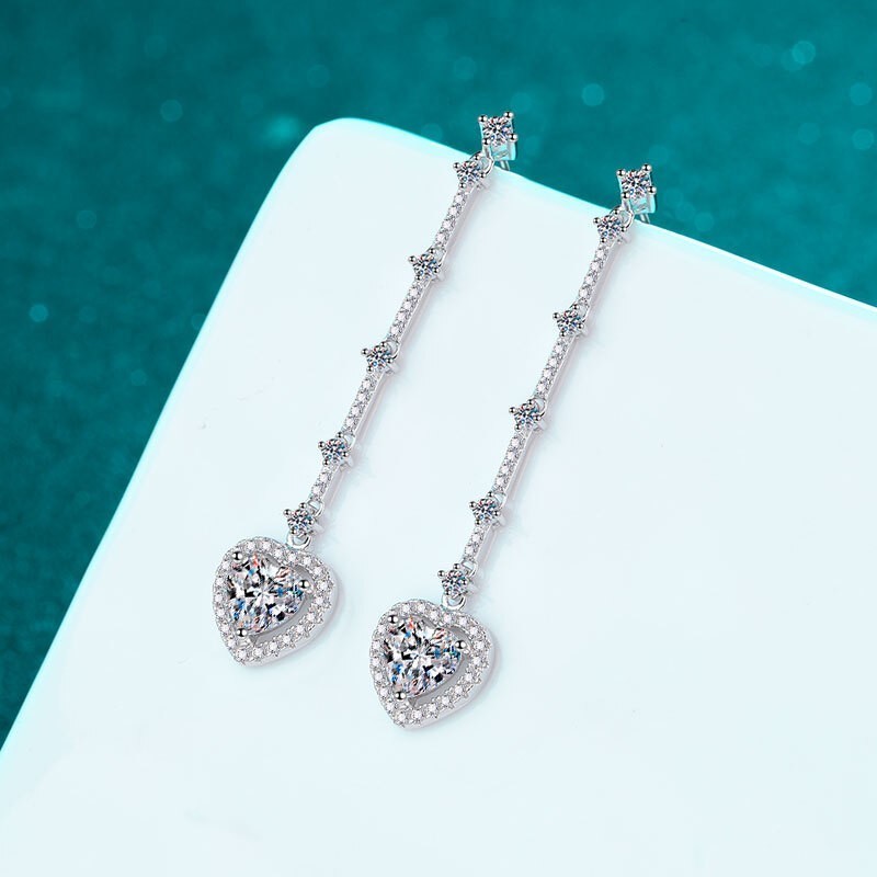 2.20 Ct Round Cut Simulated Diamond Large Drop Earrings In 14k White Gold Plated