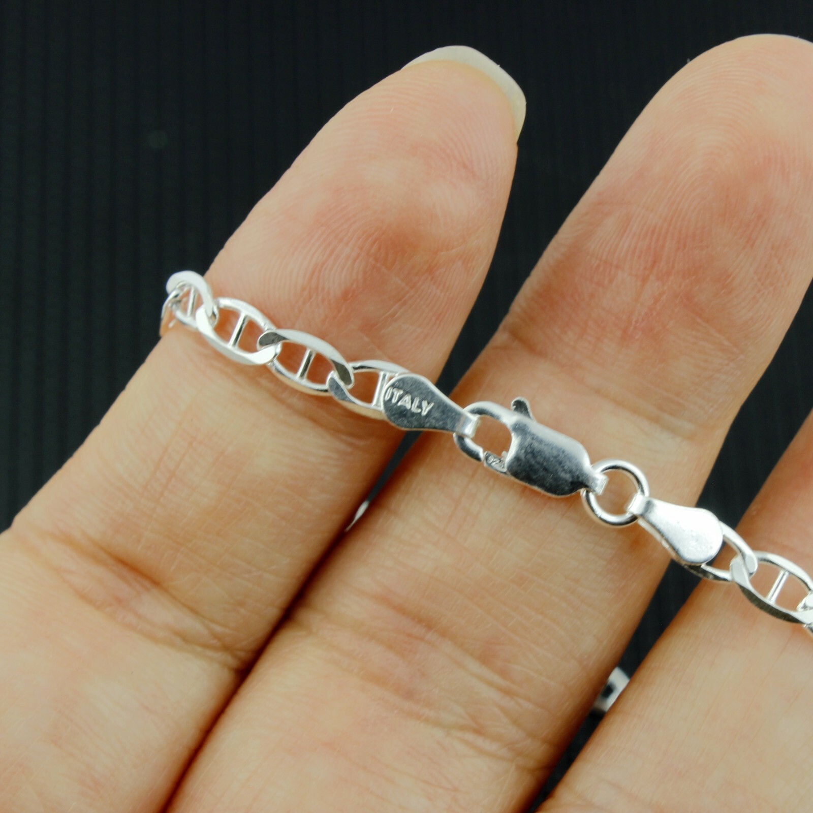 Women Girl 925 Sterling Silver 3.5 mm Mariner Link Chain Anklet Bracelet 9-10″