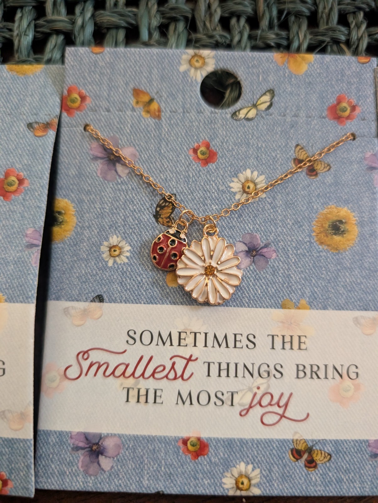 Avenue 9 Ladybug Daisy Jewelry Set Gold White Red Earrings Necklace Bracelet