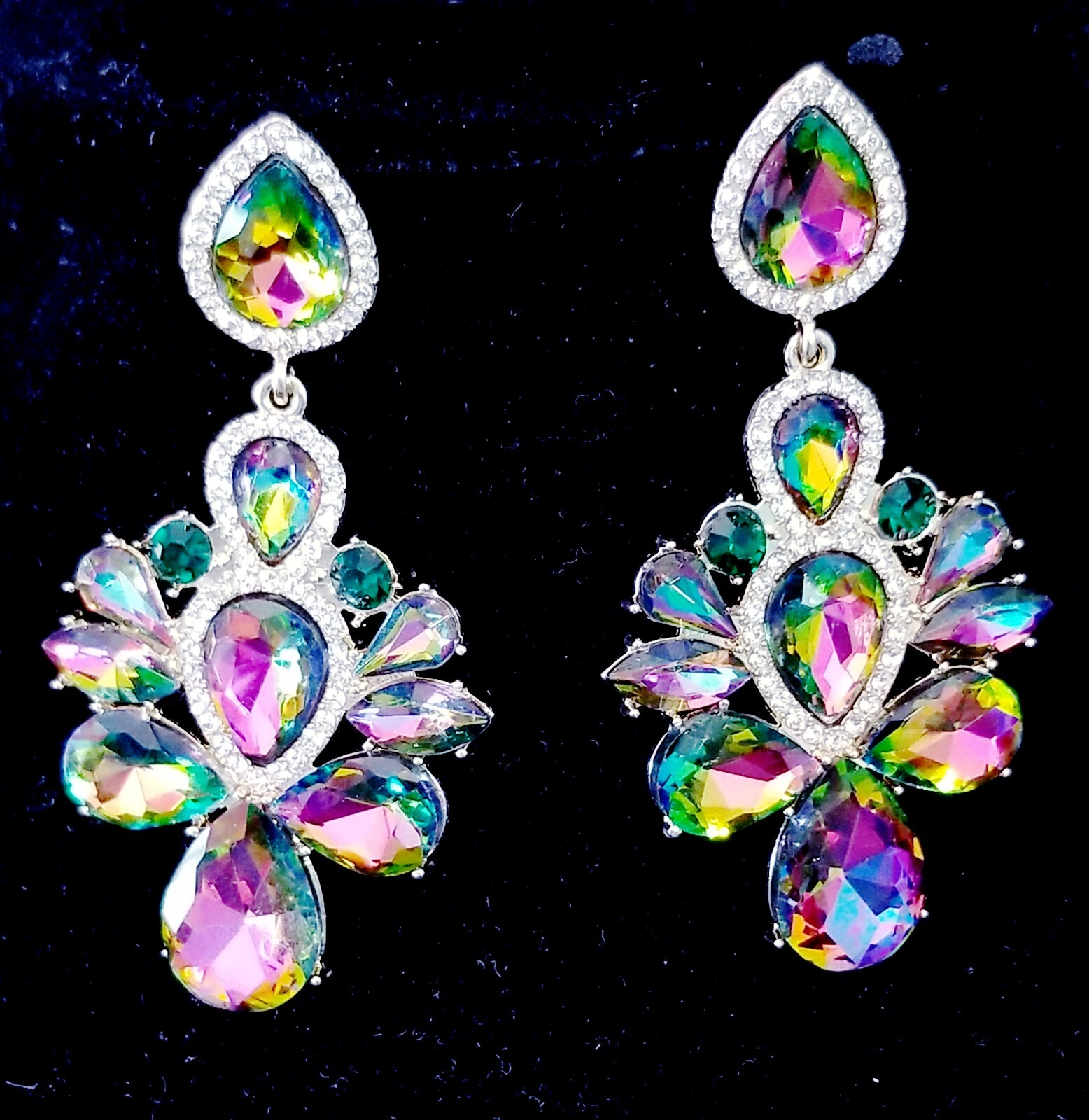 Vitrail Crystal Bridesmaid Rhinestone Chandelier Drop Earrings 3 inch Jewelry
