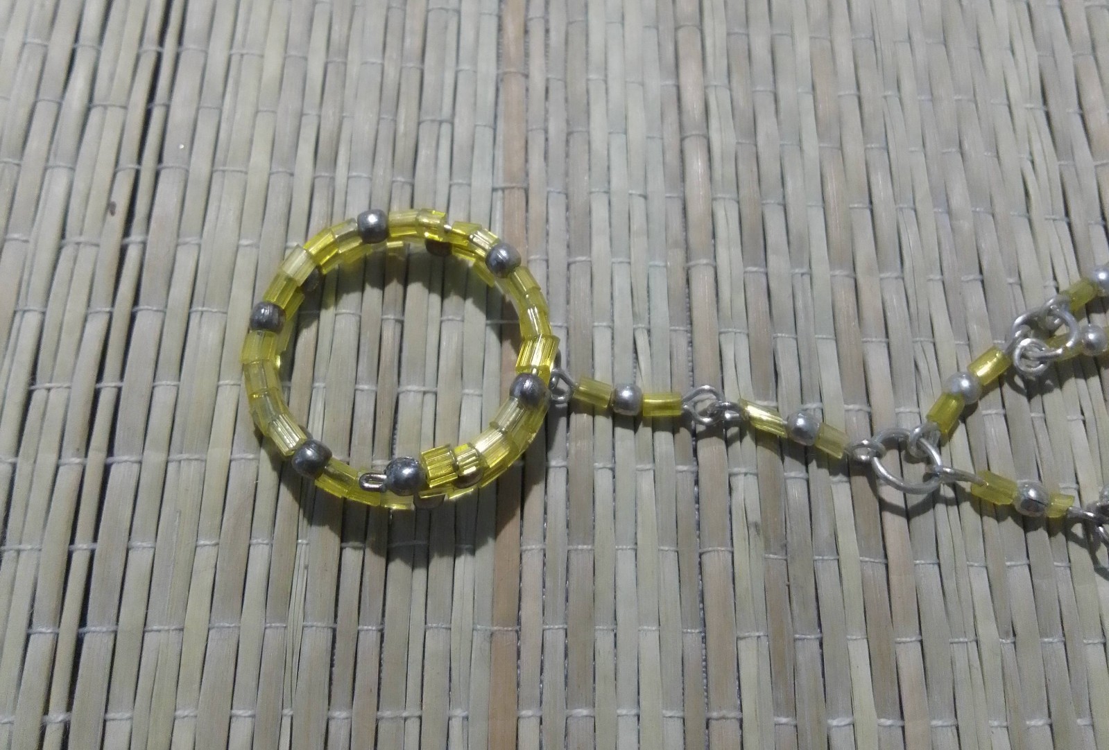 Indian Finger Ring Hand Harness Chain Beads Bracelet Vintage
