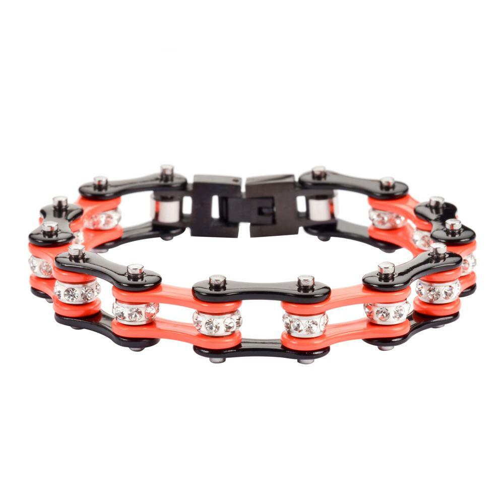 10mm Ladies Stainless Steel Motorcycle Bike Chain Bracelet 55