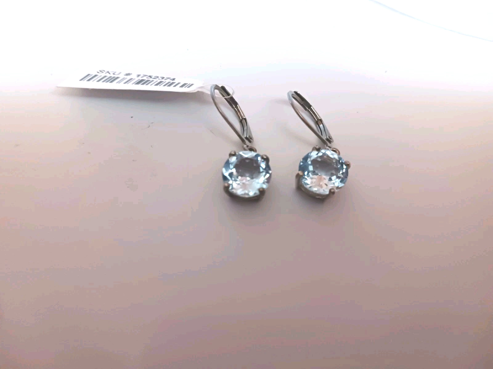VERY COOL SKY BLUE TOPAZ STERLING SILVER LEVER BACKED EARRINGS