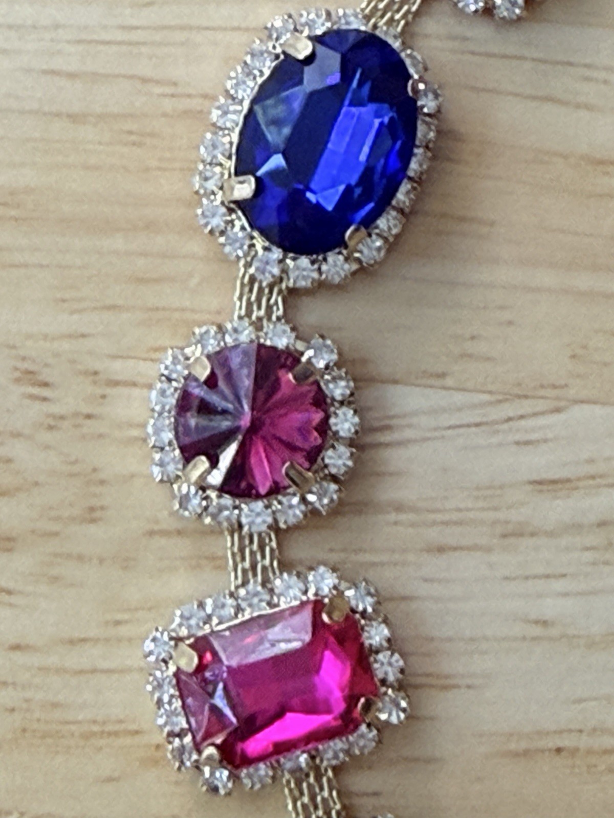 Multi Color Gemstone Rhinestone Glass Crystal Statement Necklace