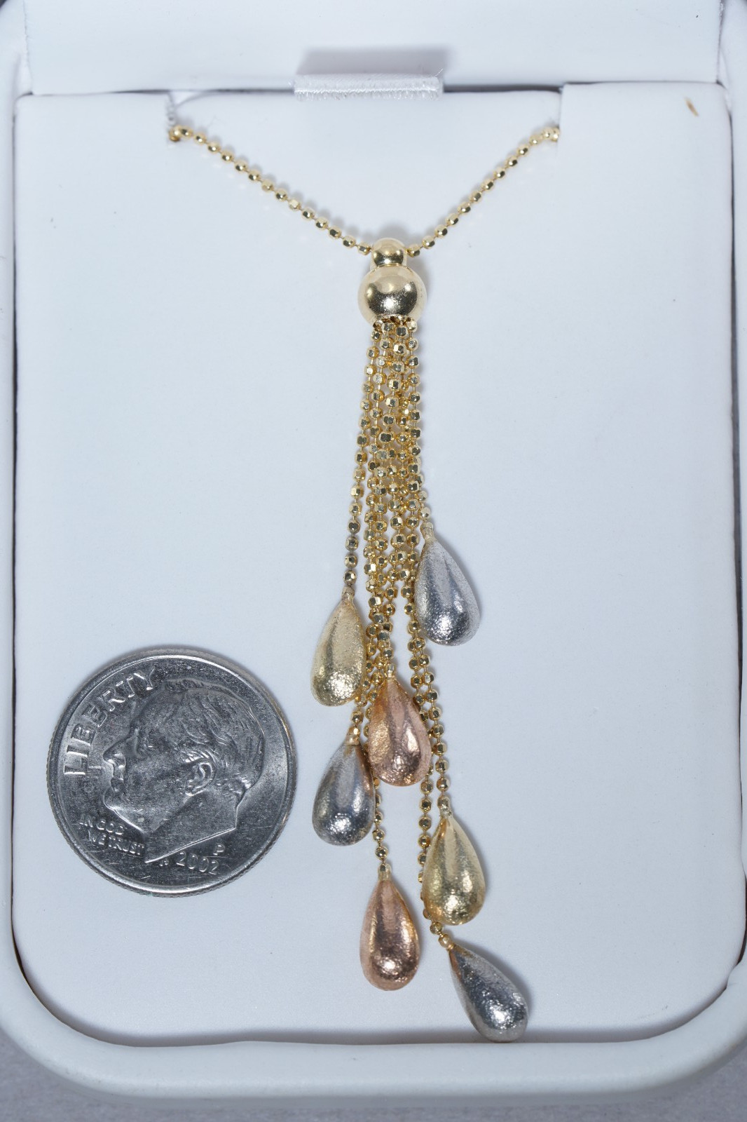 HANNOUSH JEWELERS 14K Gold Waterfall Drop Pendant Tri-Colored Gold 4 grams